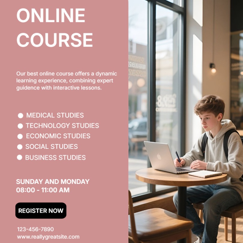 Online course advertisement with modern design